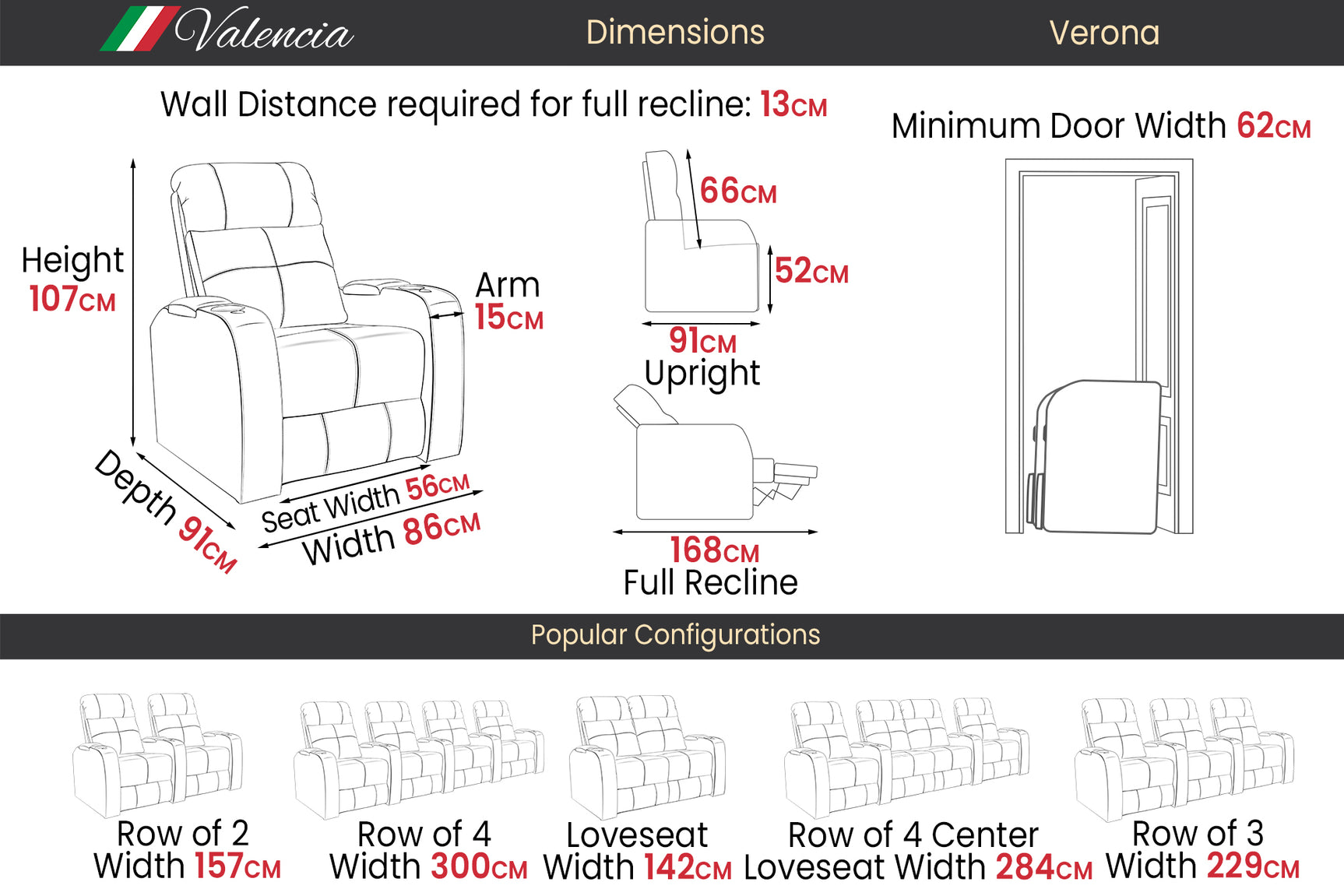 Valencia Verona Power Headrest Cinema Seating