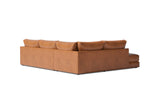 Valencia Serena Leather L-shape with Left Chaise Sectional Sofa, Cognac