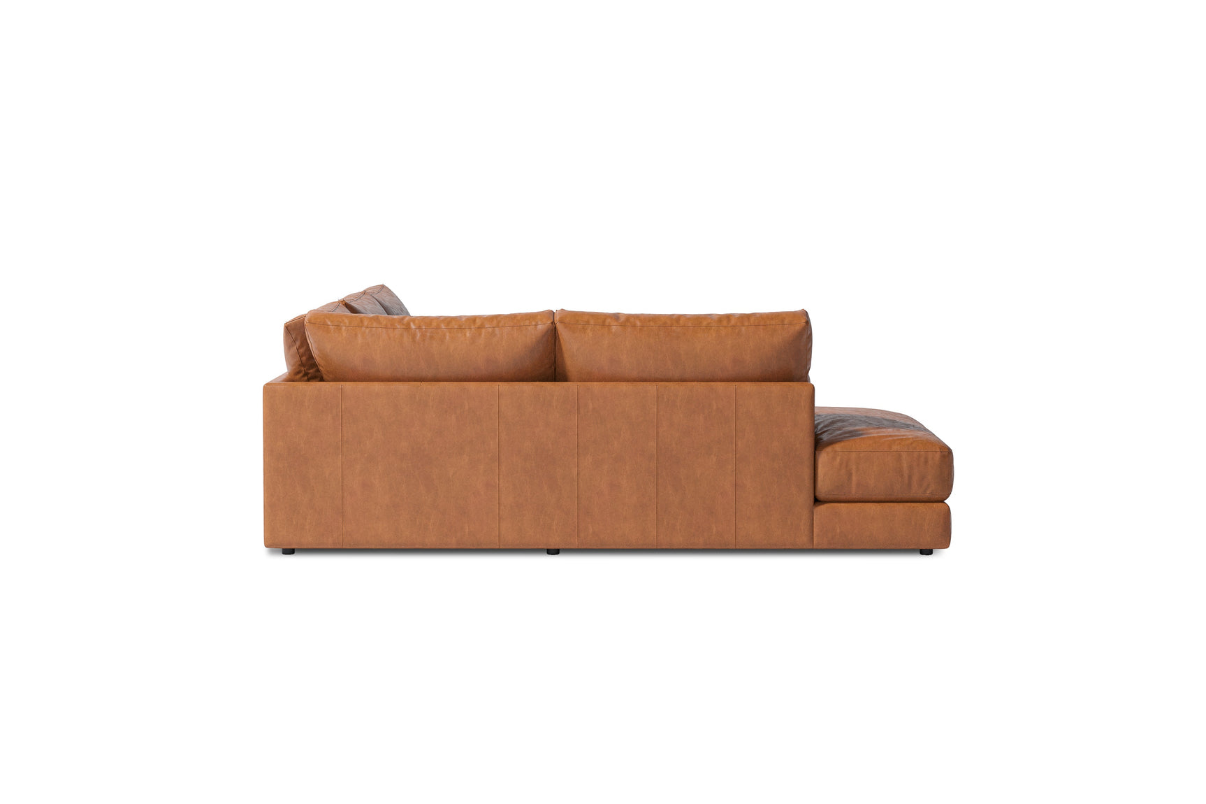 Valencia Serena Leather L-shape with Left Chaise Sectional Sofa, Cognac